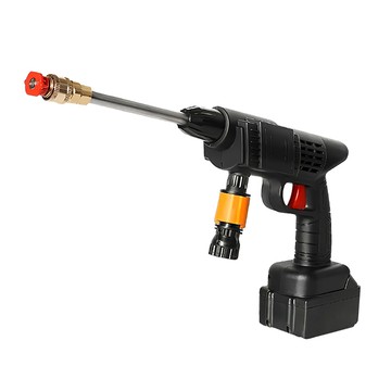 便攜式無線高壓洗車水槍套裝 黑色 高壓沖洗 多功能噴頭  1個