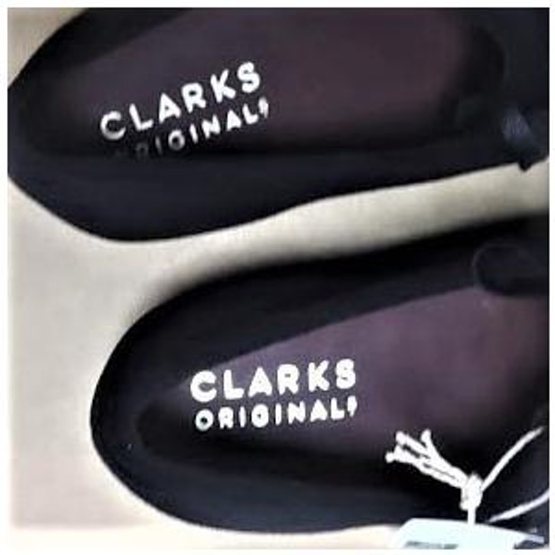 CLARKS UK10 クラークスワラビーロー WALLABEE-Lo 黒スエード 替ヒモ付