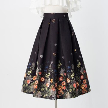 春季裙子半身裙蓬蓬裙2025新款高腰顯瘦遮肚子印花中長款a字傘裙