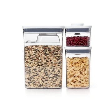 OXO POP 長方按壓保鮮盒三件組(0.6L+1.6L+2.6L)