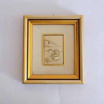 復古意大利船和島嶼 925 銀線畫