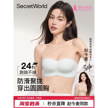 Secret World無肩帶內衣女防滑聚攏小胸隱形無痕抹胸裹胸文胸罩