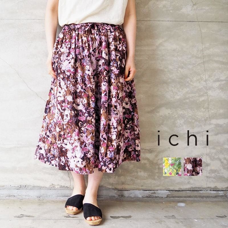 イチ ロング スカート レディース ICHI ペインティング フラワー  