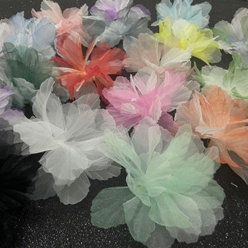 💎臺灣有貨⭐免運💎14CM歐根紗花朵 立體蕾絲花朵 絹花紗花裝飾花朵 diy手工服裝輔料網紅同款