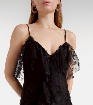 Blumarine Ruffled sheer lace gown