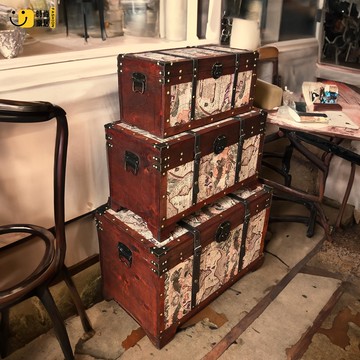 工廠直銷 免運 復古收納箱 木盒 木箱 儲物箱 創意復古大容量木箱茶幾帶鎖收納箱廢舊木箱戶外裝飾仿古懷舊風格特惠/開立發票 全館八折 s531