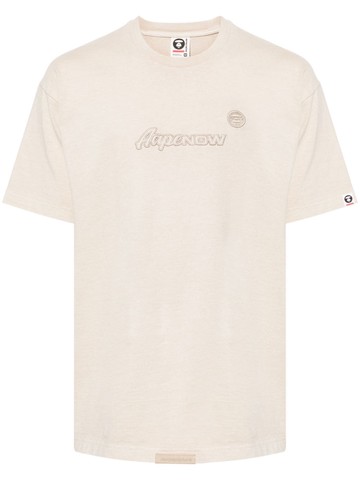 AAPE BY *A BATHING APE® - logo-embroidered cotton T-shirt - men - Cotton - S - Brown