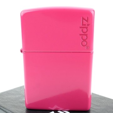 Zippo 美系~Frequency Hot Pink-桃紅色烤漆-LOGO字樣打火機