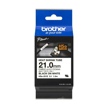 Brother HSe-251E 熱縮套管標籤帶  21.0mm 白底黑字