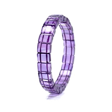 【正佳珠寶】紫水晶 冰種方牌紫晶手排 7x10mm 紫水晶手排