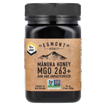 Egmont Honey, 麥盧卡蜂蜜，未加工且未經巴氏除菌，UMF 10+，MGO 263+，17.6 盎司（500 克）