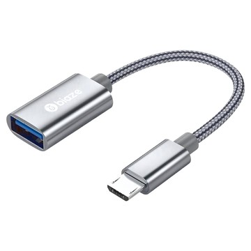 biaze 畢亞茲 Micro 轉USB轉接線 OTG轉接線 安卓轉換  10cm  銀色  1條