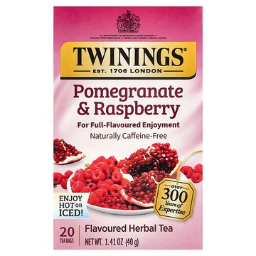 Twinings, 草本茶，石榴和樹莓，無咖啡萃取，20茶袋，1.41盎司（40克）每個