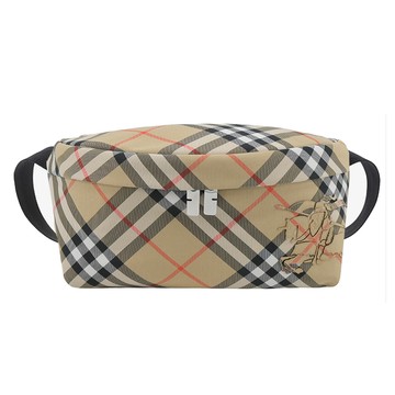 BURBERRY 新款格紋戰LOGO肩背/腰包(沙色)_廠商直送