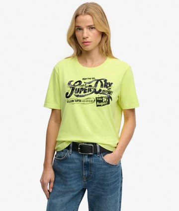 Superdry Women's Punk Poster Relaxed T-shirt Yellow Size: 12