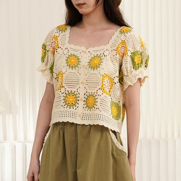 小清新鏤空針織上衣250328