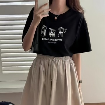 【CHILL】現貨 甜心女孩必收手繪風插畫短袖Tee  寬鬆 短袖上衣 圖案T恤 休閒百搭 圖案T預購