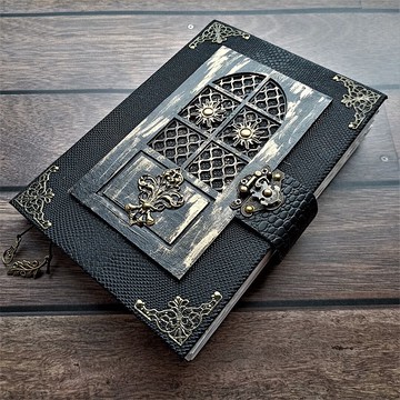 手工製作暗門手帳 仿舊紙張 哥德風筆記本 魔法計畫本 空白