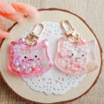 妍語手作 畢業禮物 鑰匙圈 吊飾 搖搖樂 貓 貓咪 可愛 療癒 櫻花