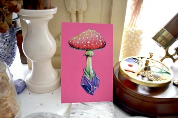 GOOKASO 魔法蘑菇紫水晶魔法石 明信片 可書寫硬卡紙材質POSTCARD