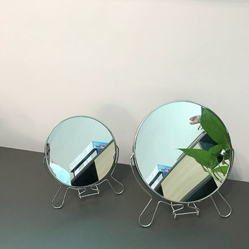 ins北歐風復古桌面化妝鏡網紅宿舍金屬雙面梳妝鏡臺式家用裝飾鏡