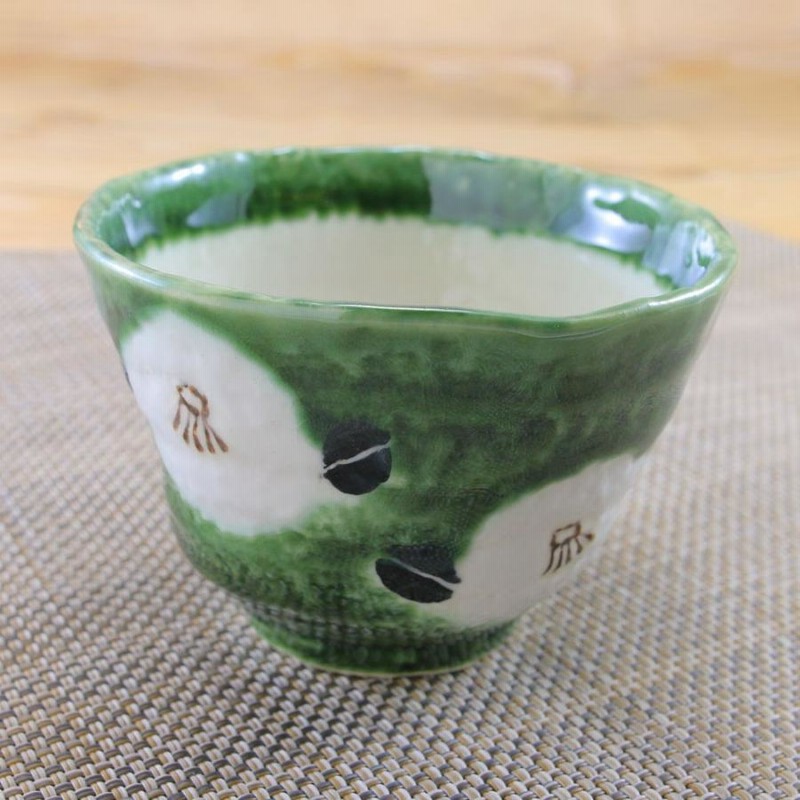 湯呑（湯飲み茶碗） 瀬戸焼 織部椿仙茶 花柄 白峰園 織部焼｜和