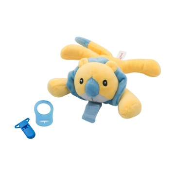 OhBabyLaugh 奶嘴安撫玩偶 Set 附贈掛環 + 防掉夾  獅子 黃色 + 藍色  1組