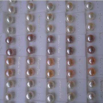 珍珠耳釘 防過敏銀針扁圓珍珠耳釘 女友禮物 母親禮物