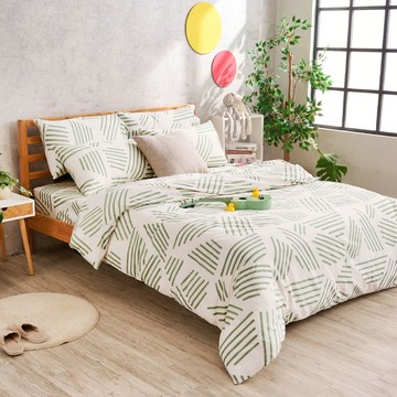 薄被套-雙人 / 6x7尺 / 精梳純棉 / 綠條三角 台灣製