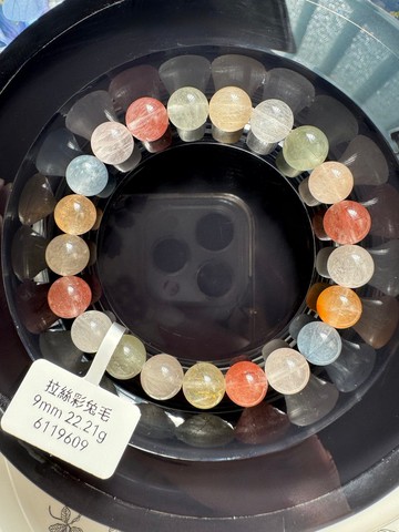 精品拉絲貓眼莫蘭迪氣質兔毛水晶9mm22.21g增加自信積極正向能量