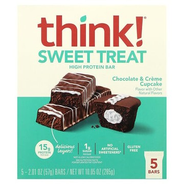 Think !, 甜點，高蛋白棒，巧克力和奶油紙杯蛋糕，5 根，2.01 盎司（57 克）