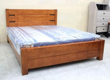 歐風別館堤達樟木色五尺全實木雙人床架另有洗白色