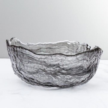 中式水墨風大號玻璃茶洗創意手工錘紋茶道配件筆洗功夫洗茶碗加厚