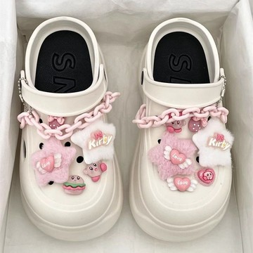 ⚡可開發票⚡洞洞鞋女 情侶 內增高網紅爆款厚底可愛卡通洞洞鞋女2026夏季踩屎感少女心兩穿包頭拖鞋