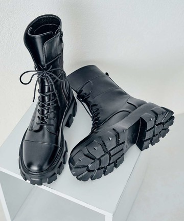 潮流坦克鞋底綁帶中筒靴 (31416)