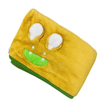 怪獸吸水珊瑚絨乾髮帽 落日黃 速乾 材質柔軟親膚 居家旅行皆適用  1入