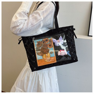 𝑳𝒖𝒄𝒌𝒚 𝒑𝒂𝒄𝒌✨日係痛包絲帶蝴蝶結可愛手提包大容量吧唧透明穀子單肩百搭託特包