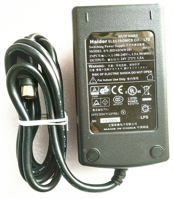 Haider海德+24V 1.5A開關電源適配器HDAD36W101三針電源WUXI HARO