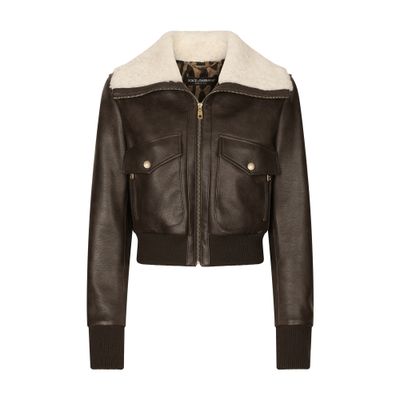 Faux leather and sheepskin jacket