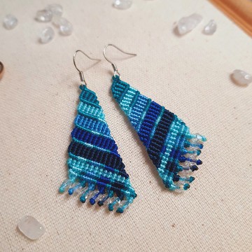 E045-手工編織撞色耳環