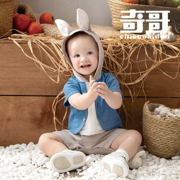 奇哥 - 比得兔 嬰幼童裝 兔兔造型短袖兔裝/連身衣(6-18個月)