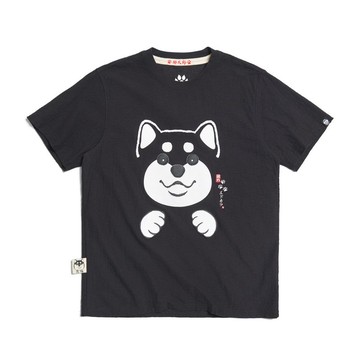 江戶勝 日系 男裝 黑丸賣萌微笑短袖T恤(黑色)#上衣 #勝太郎