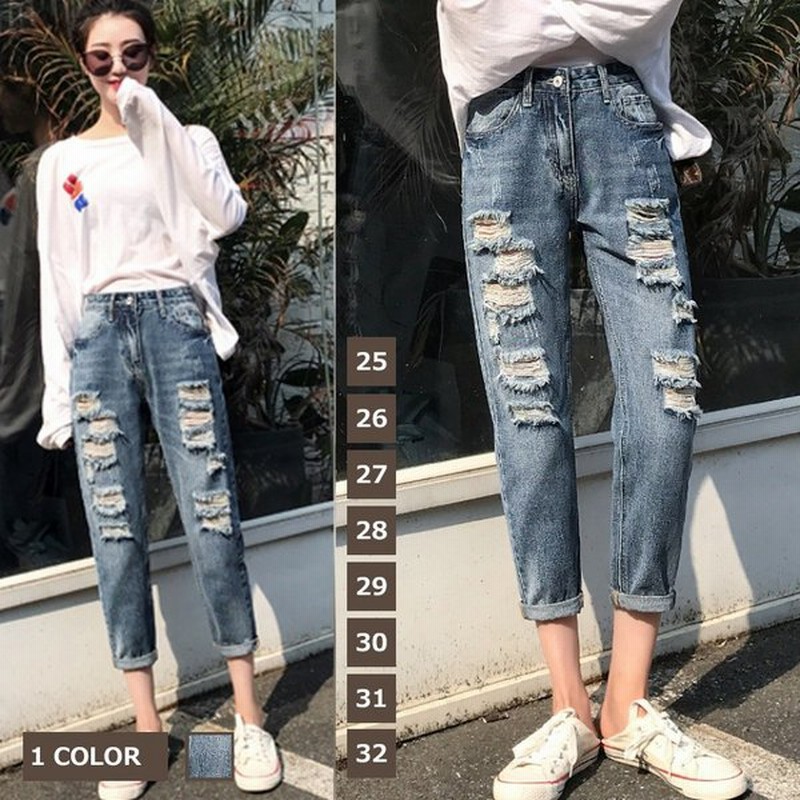 夏新作 レディース デニムパンツ ワイドパンツ ダメージジーンズ パンツ 涼しいパンツ ロング丈 韓国風 ボトムス 通販 Lineポイント最大0 5 Get Lineショッピング