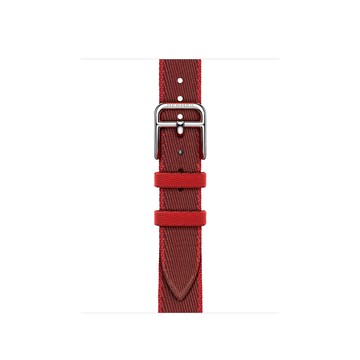 Apple Watch Hermès - 42 公釐 Rouge Grenat/Vermillon 石榴紅色配朱紅色 Twill Jump Attelage Single Tour 錶帶