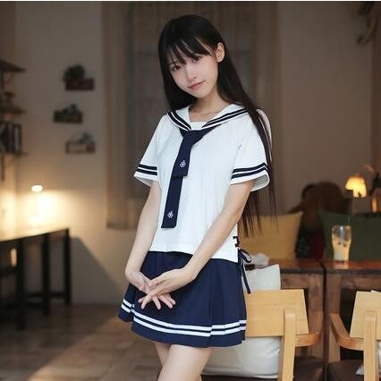 セーラー服 半袖 制服セット 学生服 ホワイトブラウス ミニスカート 3 