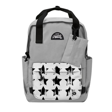 Grinstant混搭可拆組式15.6吋後背包 - 黑白系列 (灰色配星星)