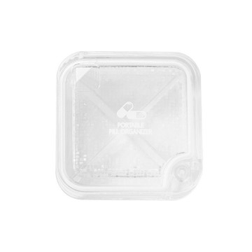 荷生活 便攜密封PC材質四格藥盒 防水防潮旋轉蓋透明儲物盒-3入