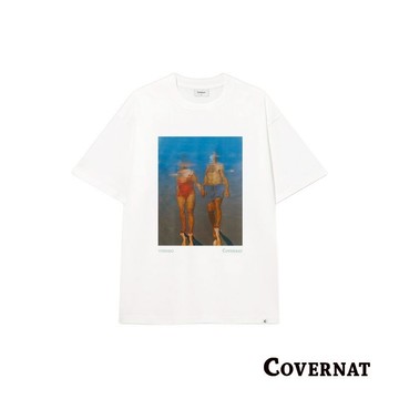 [COVERNAT]25SS 復古圓領美式t 短袖寬鬆大學t 男女同款 夏季印花休閒T恤 YOSIGO聯名系列（白色）