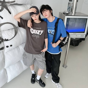 【PAGANS STORE】韓國 COZY 水洗 泡泡 標語 英文 字母 短袖 短tee