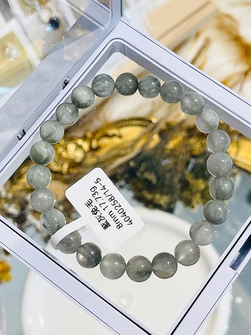 天然滿順髮灰藍兔毛水晶8mm17.73g稀有灰兔淨化磁場療癒自我